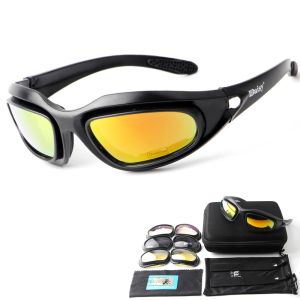 Eyewears Tactical Glasses with 4 Lens Kit for Outdoor Sport Polarized Sunglasses Motorcycle Riding Fishing Hunting Hiking Glasses