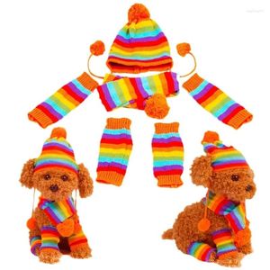 Odzież dla psów 3PCS Winter Pet Puppy Akcesoria dla psów dzianinowe kapelusze w paski skarpetki małe duże zwierzęta Yorkshire Chihuahua Cat Products