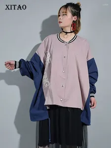 Kurtki damskie Xitao 2024 Korea Spring Fashion Stand Flar ROIL CORTATS PLEATS Kobiet Batwing Sleeve Loose CXB870