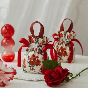 Подарочная упаковка свадебная сумка конфеты цветочные узоры шнурки фестиваль вечеринка упаковывать пакет ручной память о хранении