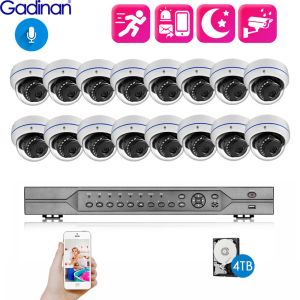 System Gadinan H.265 16CH 8MP 4K POE NVR Wykrywanie twarzy CCTV System 5MP 4MP Audio Mikrofon PoE IP Kamera CCTV Zestaw nadzoru CCTV