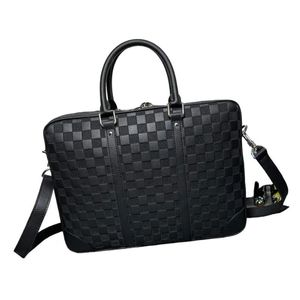 Briefas de qualidade de cor preta Luxuria de couro genuíno de couro genuíno masculino de negócios com tiras longas bolsas de computador Tote crossbody lady shoul