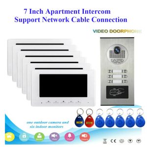 Campainhas 7 polegadas 2/3/4/6 Apartamento/Família Video Phone Phone Intercom System RFID IRCUT HD 700TVL Câmera Doorbell Night Vision Camera Water Water