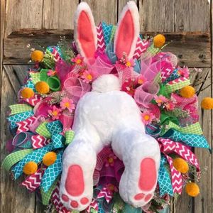 Colorful Easter Rabbit Garlands Door Oranments Wall Decorations Bunny Easter Party Eggs Happy Easter Party Decor For Home 2024 240322