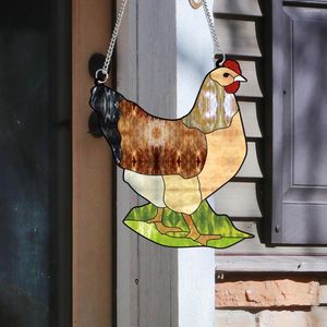 Decorative Figurines Hen Pendant Chicken Wall Hanging Christmas Sculpture Crafts Acrylic Decor Ornament Metal Window