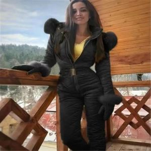 Suits Outdoor Sports Warm Cotton Clothing Winter New Hooded Cotton Clothing Pants Jumpsuit Women's Ski Clothing