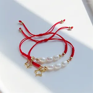 Bracelets de charme KKBead Star presente feminino pérola natural pulseira de corda vermelha sortuda jóias trançadas feitas à mão para mulheres