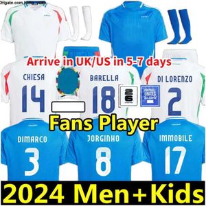 Cup Euro Italien Fußball Trikotsfußball -Trikot -Spieler -Version Maglie da Calcio Totti Verratti Chiesa Italia 23 24 Fußballhemden Männer Set Kids Kit Uniform