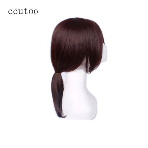 Parrucche CCUTOO 40 cm marrone scuro medio dritto dritta fibra di capelli sintetici per capelli sintetici cosplay parrucche piene peluca ymir