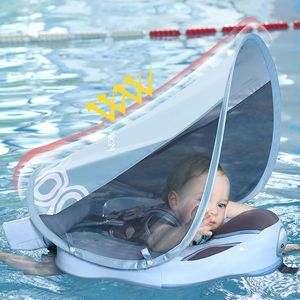 Mambobaby float oblåsbar uppgradering mjuk baby simning float spädbarn simning träning upf 50 uv solskydd canopy 240321