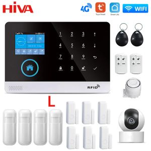 Kits PG103 4G 3G GSM WiFi Alarm System Tuya SmartLife App Control för Home Security Alarm PIR Sensor Support Alexa Google Assistant