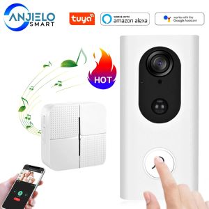 Doorbell WiFi Video Doorbell HD Security Camera Tuya Smart App kompatibel med Alexa och Google Motion Detection Night Vision Chime