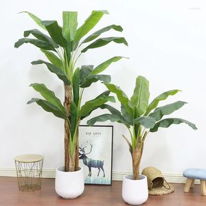 Flores decorativas grandes Banana Artificial Bronsai Tropical Fake Green Plants Folhas de palma