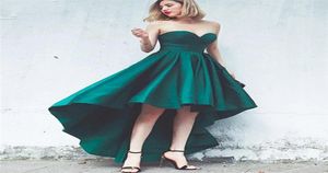 シンプルな緑色の短いフロントロングバックドレス