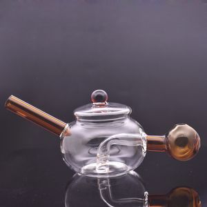 2pcs Chinese Teapot Design Glass Oil Burner Bong Colorful Handhled Smoking Water Pipes Heady Mini Dab Rigs Small Bubbler Beaker Recycle Ashcatcher Bong