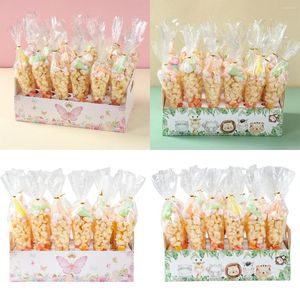 Party Decoration Jungle Animals Butterfly Kraft Paper Cottes Holder Support for Wedding Cone Candy Påsar Stand Cookie Box Tray Birthday