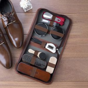 Kit 11pcs/Set Schuhe Glanzeset tragbar für Stiefel Sneakers Reinigungsset Pinsel Glanz Polierwerkzeug für Lederschuhe