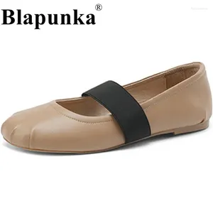 Buty swobodne Blapunka Kobiety Prawdziwy prawdziwy skórzany balet płaski ręcznie wykonany elastyczne opaski Flats Balerina Beige Nude Black Spring Lady