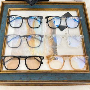 Novos óculos de sol de designer de luxo mesmo estilo miopia Anti -azul luz 0749 Black Face Plain Slim Men and Literary Glass Frame Mulheres