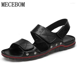 Bedding Sets Men's Sandals Summer Comfortable Soft Leather Big Size 50 Convenient Men Black Beach Shoes Mens Sandal