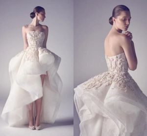 Abiti Krikor Jabotian High Low Beach Holiday Wedding Weedding Custom Fare Claccia senza spalline Floral Skirt Grizia da sposa Reception Dr