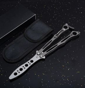 Specialerbjudande Butterfly Practice Flail Knife 440C Blade Steel Handle Trainer EDC Pocket Knives With Nylon Sheath3629847