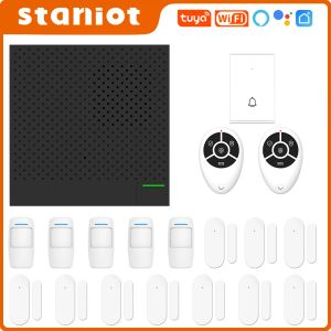 Kits Staniot Tuya WiFi Wireless Home Security Alarm System 433Mhz Smart Burglar Panel Support IOS and Android APP Remote Control