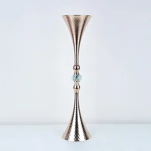 Vaser 10st Luxury Gold Vase Trumpet Shape Ceramic Wedding Table Centerpieces Event Road Lead Delicate Flower for Home Decor