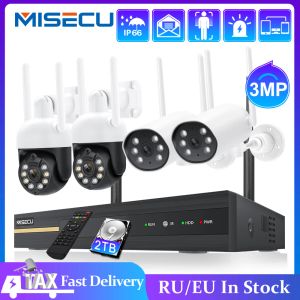 システムMISECU 8CH 3MPワイヤレスCCTVシステム2ウェイオーディオ防水スマートAIヒューマン検出PTZ WiFi IPカメラビデオ監視キット
