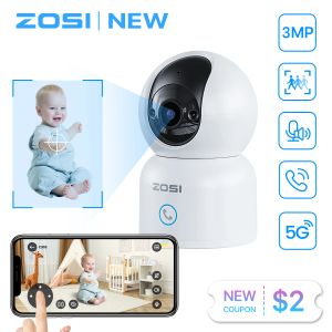 Telecamere Zosi C518 Panna/inclinazione Smart Security IP Camera 2K 360 ° Monitoraggio pet per bambini AI Tracciamento umano 2.4G/5G Camera di sorveglianza WiFi