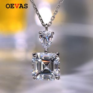 Necklaces OEVAS 100% 925 Sterling Silver Sparkling Created Gemstone Diamonds Pendant Necklace For Women Wedding Party Fine Jewelry Gifts