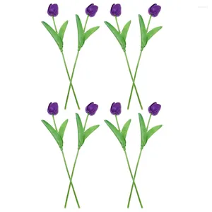 Decorative Flowers 8 Pcs Fake Plants Simulation Tulip Tulips Ornament Simulated Decorate Bouquet Purple Bride