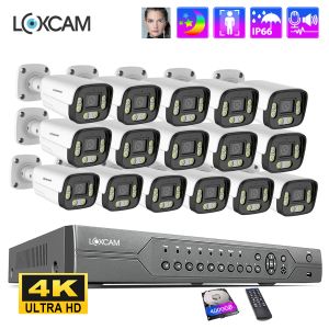 System LoxCam 16ch Ultra 4K PoE NVR System 4MP AI Face Human Detect Outdoor Tway Audio CCTV Security Video Surveillance Set Xmeye