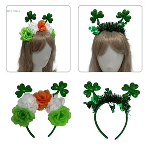 Party Supplies Green Shamrock Flower pannband för Stpatricks Day dekorativt irländskt festligt hårhårförsörjning Karnivalprydnad
