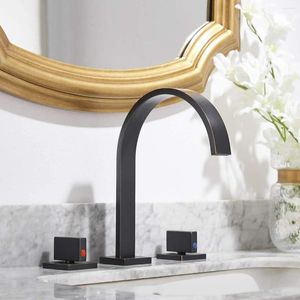 Bathroom Sink Faucets Waterfall Faucet Deck Mount Bathtub 3 Hole Curved Basin And Cold Water Wash Tub Fauctes