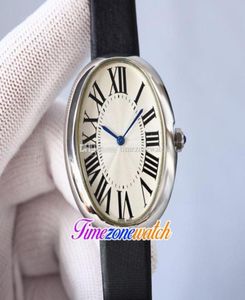 27mm Baignoire 520009 000001 CAL5371MC 자동 여성 시계 904L 스틸 케이스 검은 가죽 스트랩 레이디 시계 TimezoneWatch E5714547