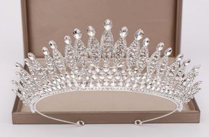 Cabeças de fabela de cor de prata de prata Rainha de cristal da coroa Big Crown Wedding Tiara Women Women Beauty Pageant Acessorie de cabelo de noiva3788313