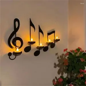 Titulares de vela Iron Music Note Mount Mount Hanging Tea Decor para o escritório em casa Os presentes do ano de inauguração