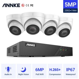 System Annke 8ch FHD 5MP POE -Netzwerk Video -Sicherheitssystem H.265+ 6 MP NVR mit 5 MP wasserdichten Überwachungskameras IP -Kamera -Audio in