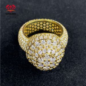 Qianjian высококачественный индивидуальный хип -хоп D Color VVS Moissanite Diamond 14K Gold Rings