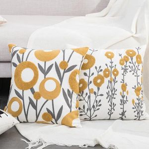 Pillow Embroidered Luxury Cover 45x45cm Thick Cotton Linen Decorative For Sofa Livingroom Home Decor Pillowcase