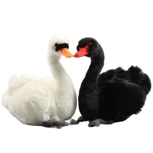 Simulação Animal Swan Pluxus Toy Like Like 25 cm 10 22 cm DollSreallLife Black White Peluche Dolls Kids 240325