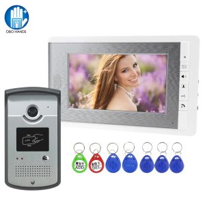 Doorbells RFID Wired wideo Intercom drzwi wideo Telefon 7 '' Kamera wideo kamera do drzwi Wodoodporna karta karta odblokowa dla domowej willi