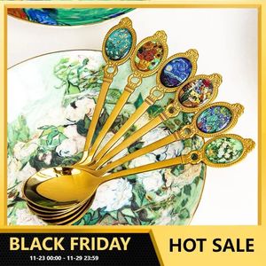 Coffee Scoops 304 Stainless Steel Luxury Spoons Golden French Drinks Mixing Kitchen Accessories Mother's Gift