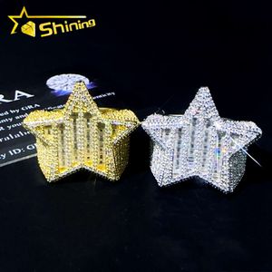Shining Jewelry Layer Stars Rings S925 Silver Moissanite Diamond Hiphop Engagement Rings