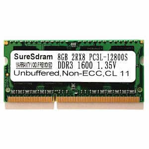 RAMS SURESDRAM DDR3 RAMS 8GB 2RX8 PC3L12800S MEMORTOP 8GB 1600MHZ 1.35V 204PIN SODIMM