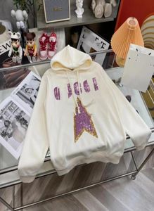 Designer top version Hoodie handmade GU 2022 autumn and winter new sequins pentagram letter logo men and women with the same style8808827