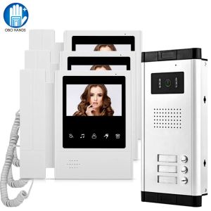 Intercom OBO Hands 4.3 inch Video Doorbell System Intercom Door Phone Monitor with Night Vision Camera for Multi Apartments 2/3/4/5/6/8