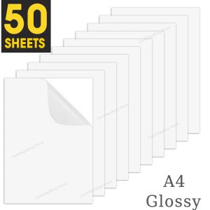Бумага 50 листов глянцевая печатная виниловая наклейка бумага A4 Self -Hearhesive Print Sticker 210 мм x 297 мм Работа для струйного принтера DIY