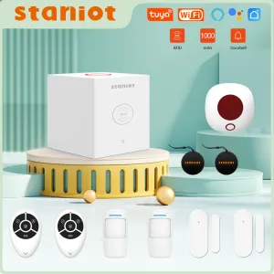 Kits Staniot WiFi Alarmsystem Kit SecCube 3 Tuya Smart Home Security Protection Support RFID Tags Wireless Siren App Fernbedienung Fernsteuerung